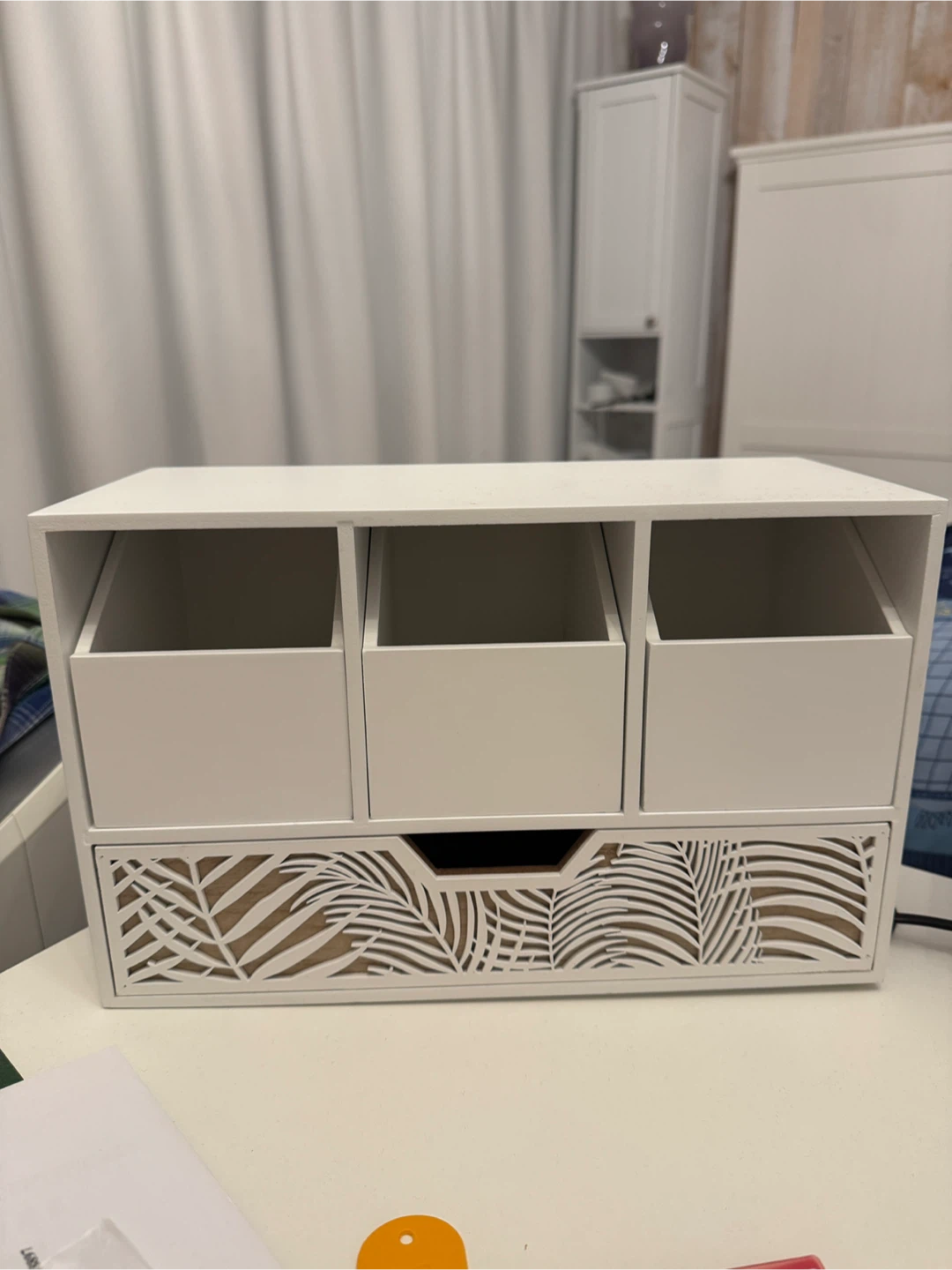 White Desktop Organizer with Drawer