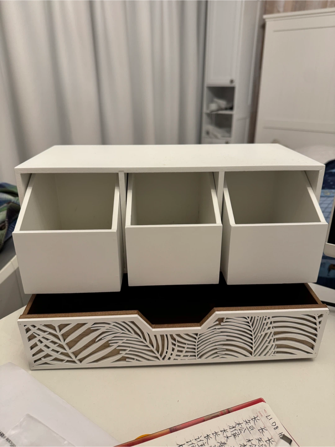 White Desktop Organizer with Drawer - photo 2