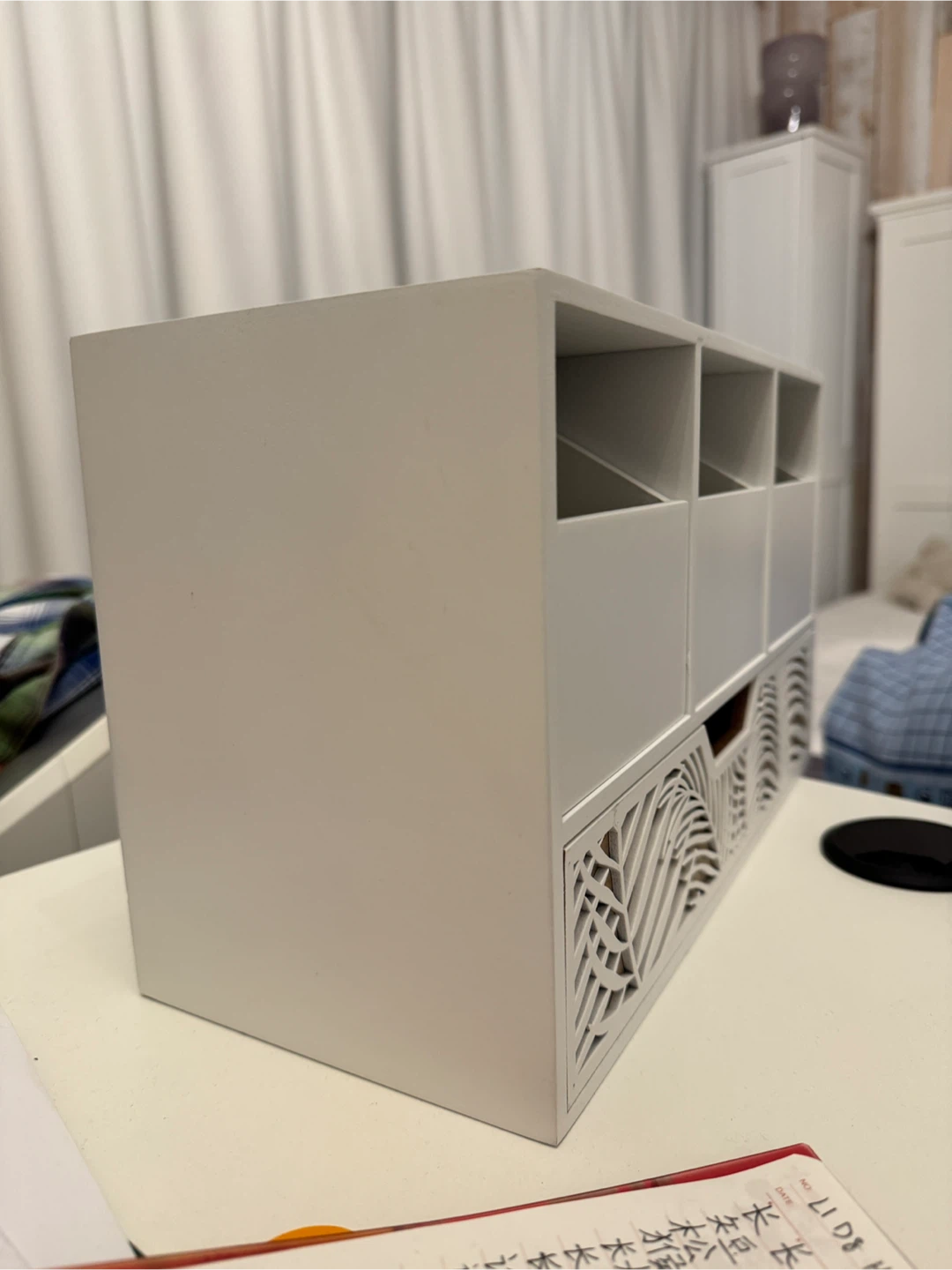White Desktop Organizer with Drawer - photo 3