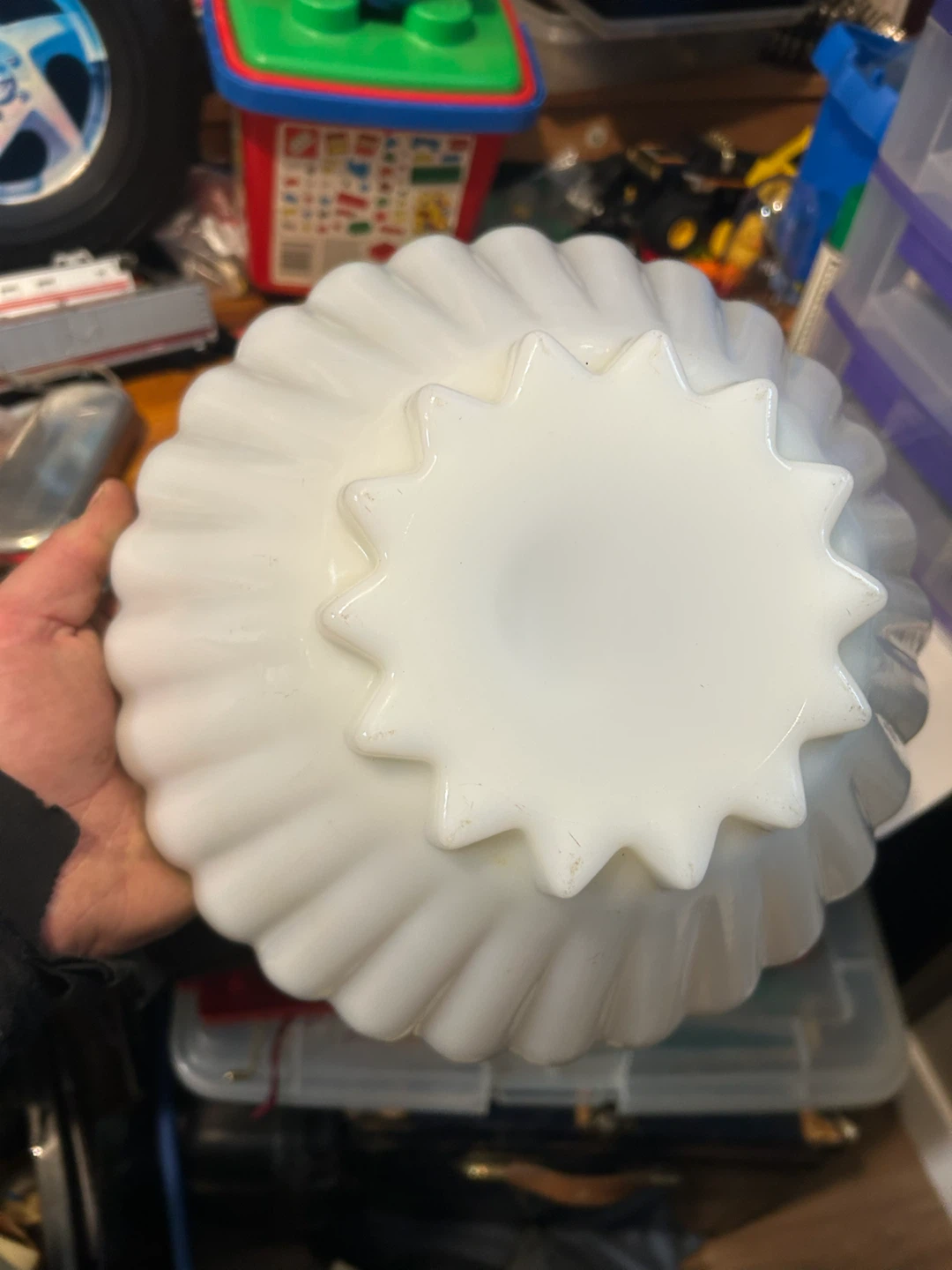 Vintage White Milk Glass Bowl with Gold Trim - photo 3