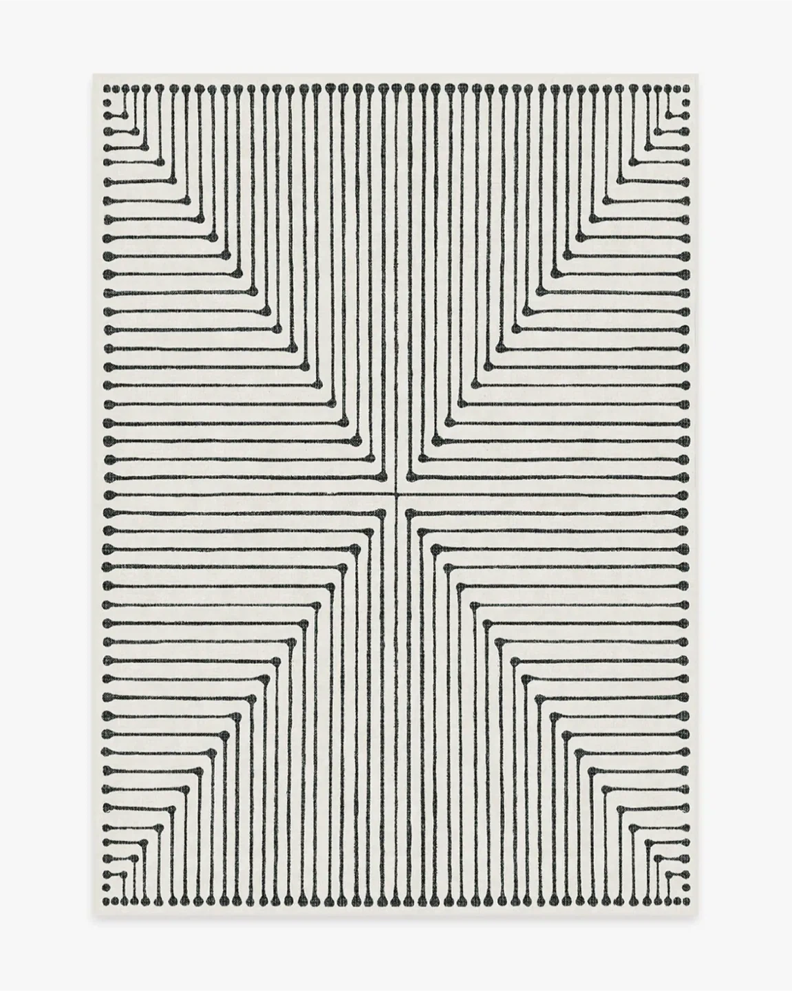 Ruggable ink drop black and ivory 5x7 rug with cushioned rug pad