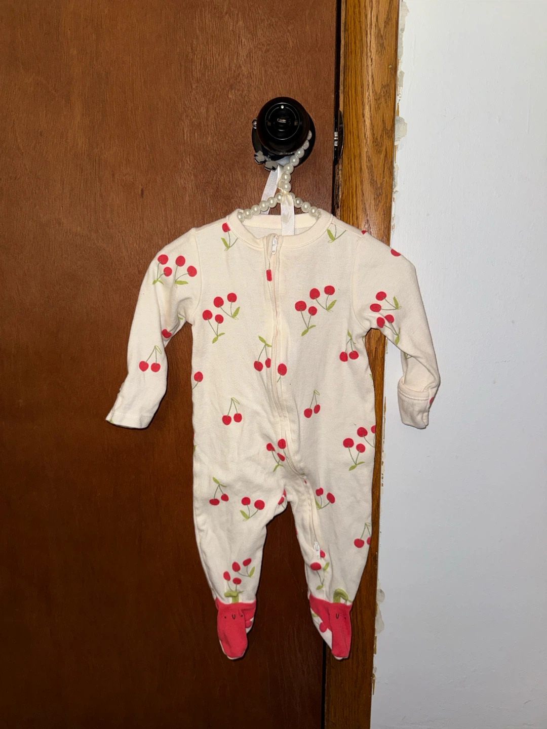 Baby Cherry Print Footed Pajamas