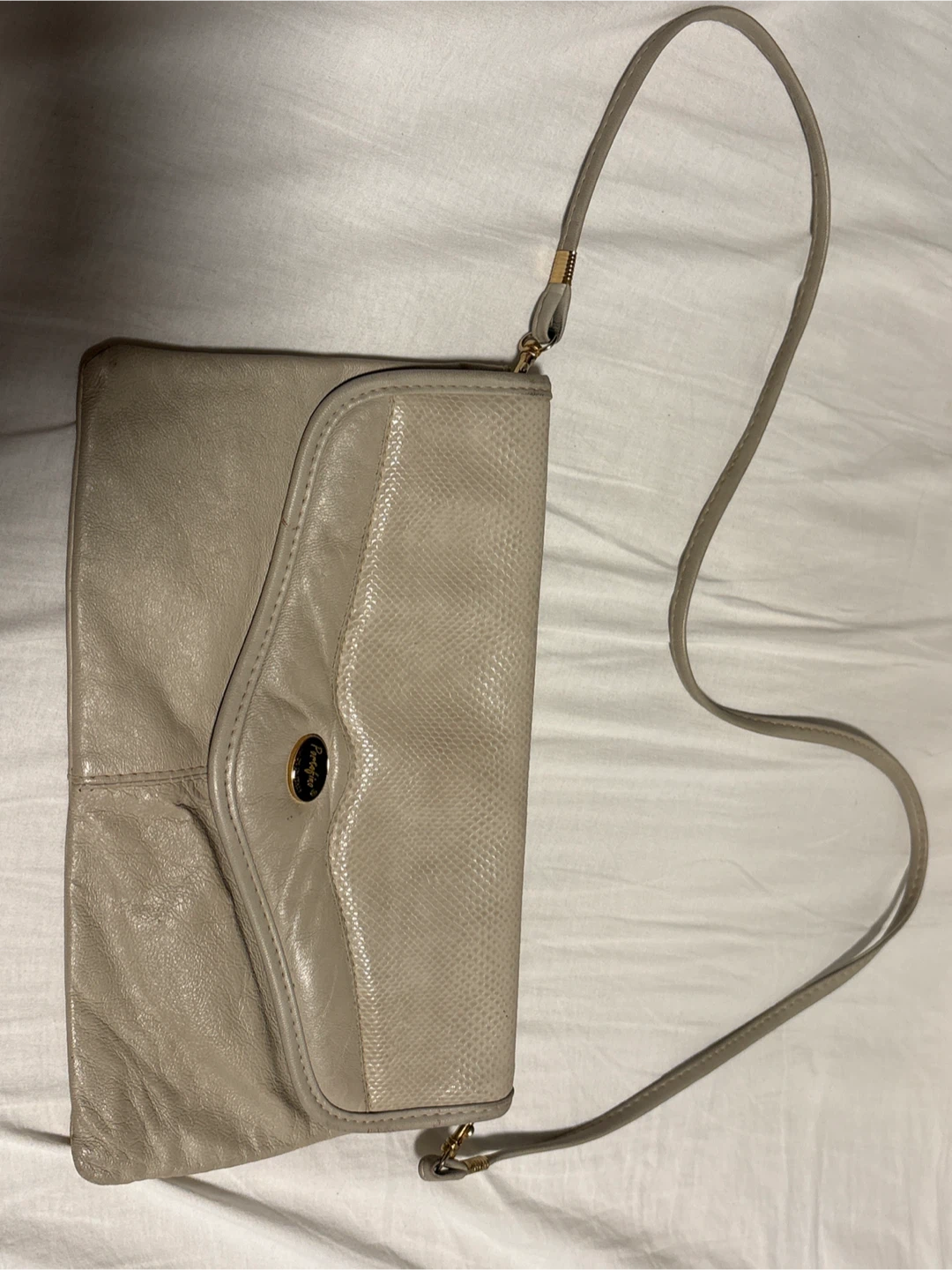 Portafino Beige Leather Crossbody Bag
