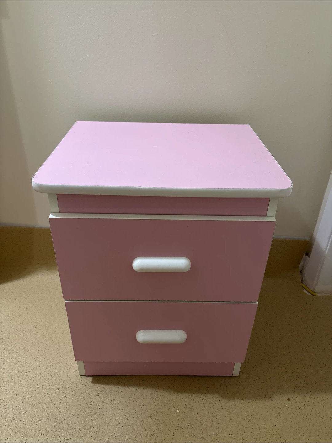 Pink and White Two-Drawer bedside