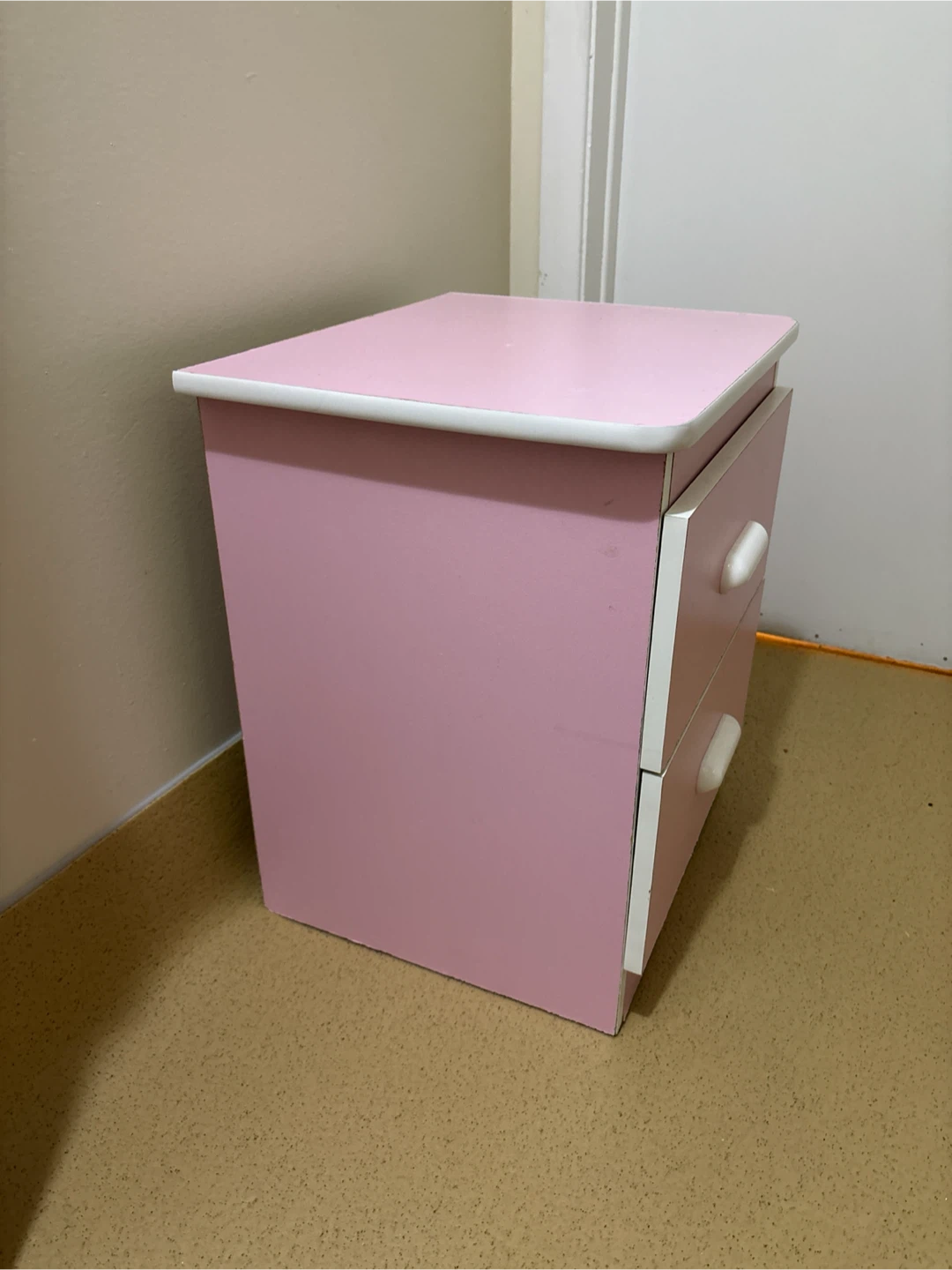 Pink and White Two-Drawer bedside - photo 3