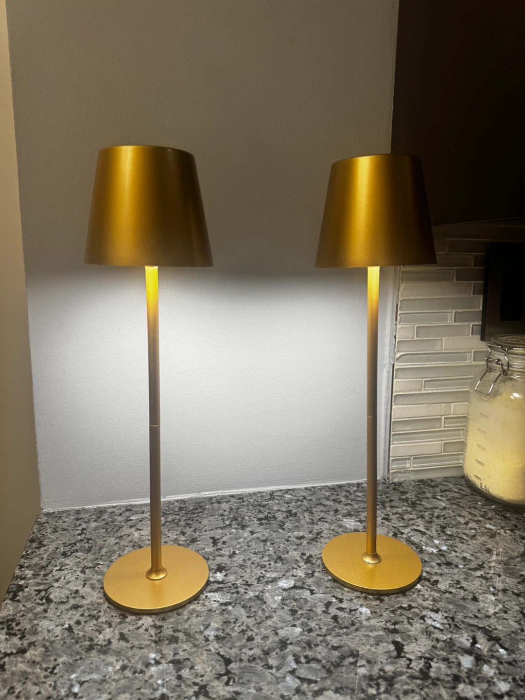 Set of Two Gold Cordless Table Lamps