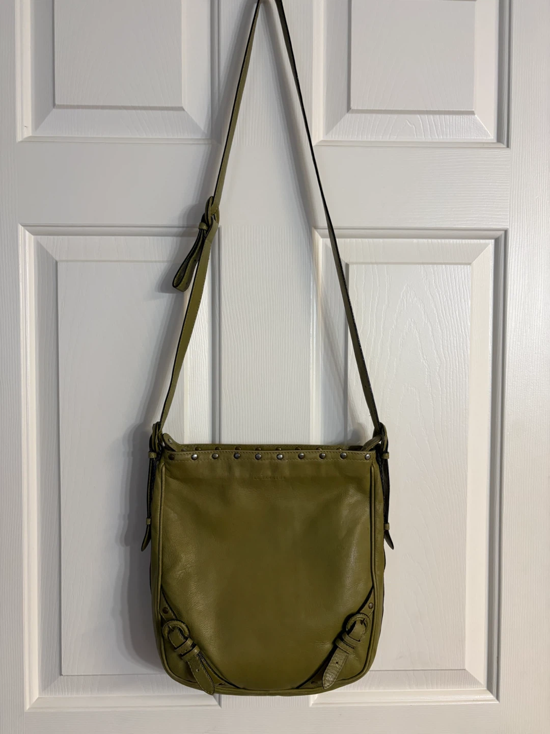 Le Tanneur Olive Green Leather Crossbody Bag