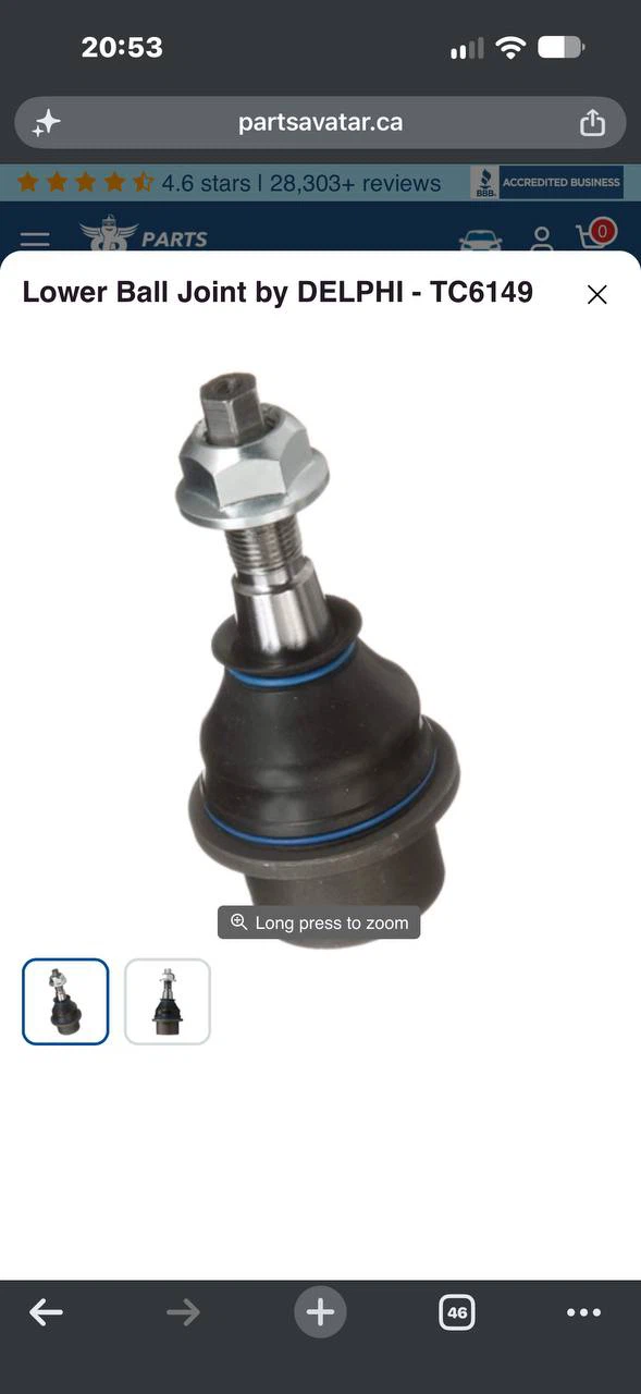 H1018 DELPHI TC6149 Lower Ball Joint – Dodge Ram 1500 / R - photo 3