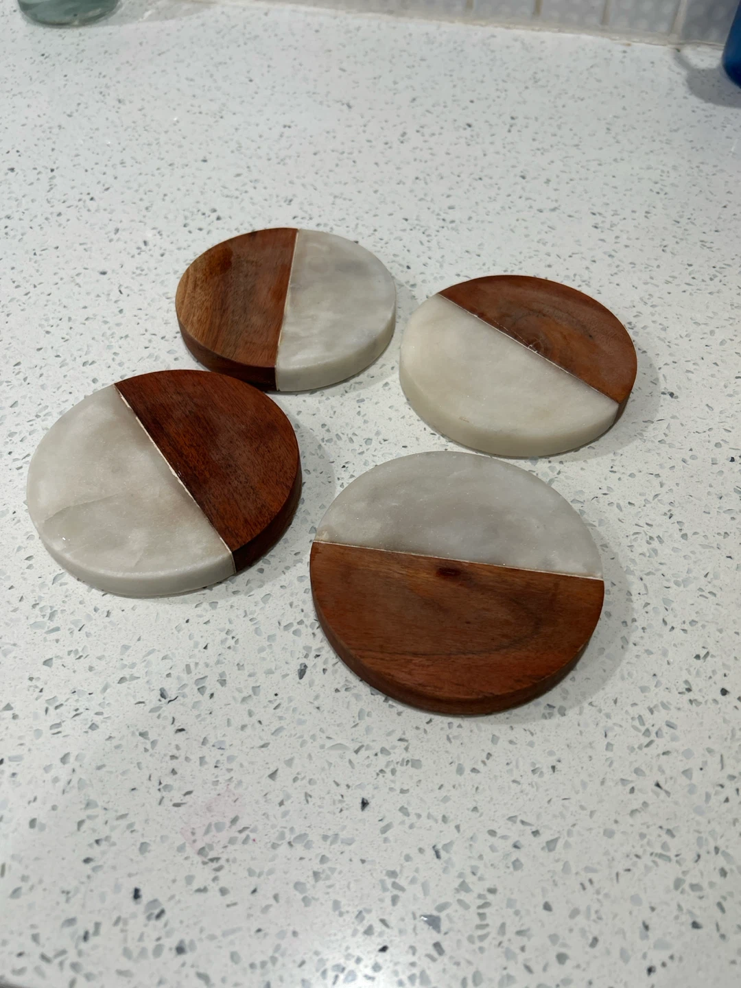 Set of 4 Wood and marble Coasters