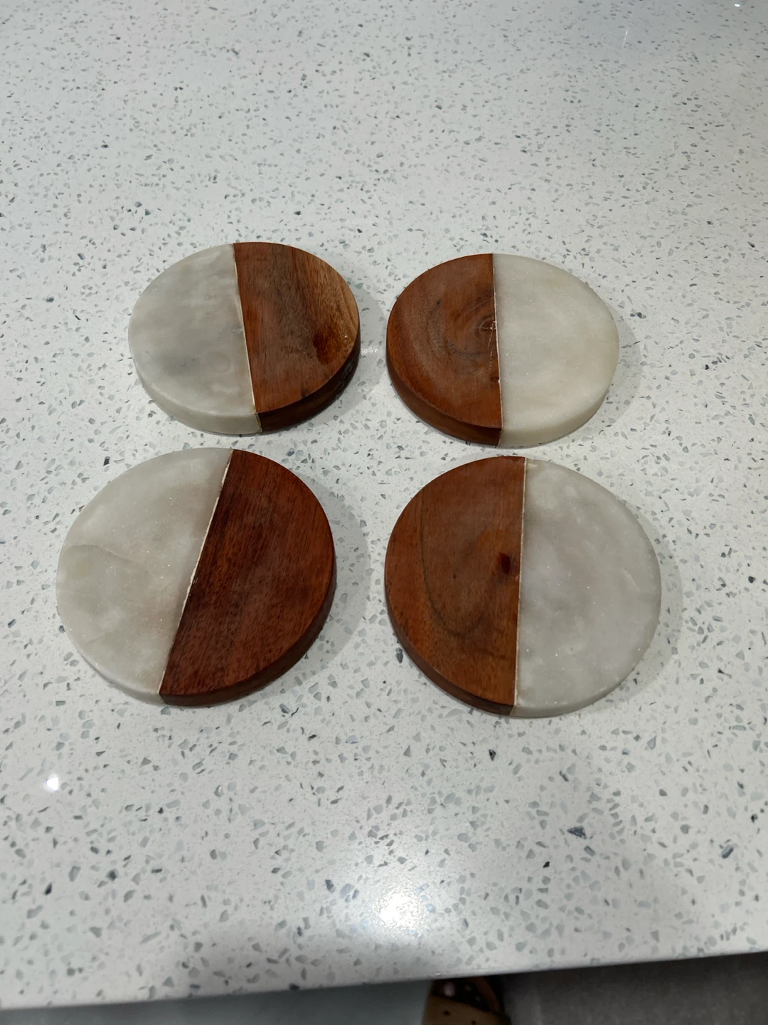 Set of 4 Wood and marble Coasters - photo 2
