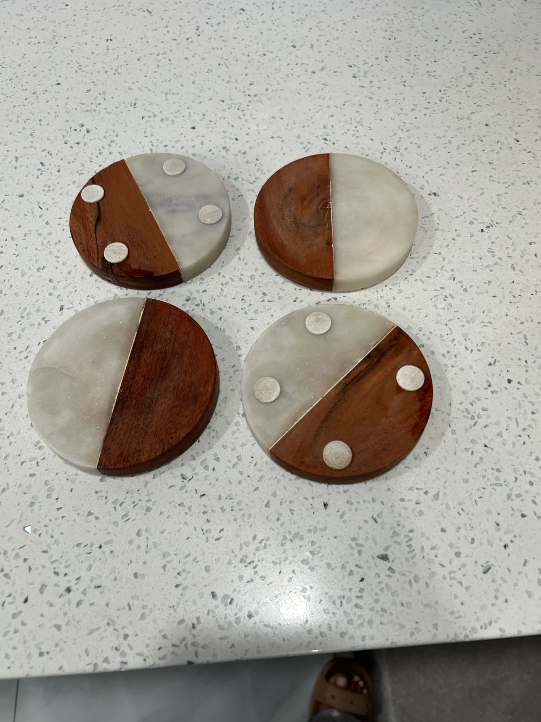Set of 4 Wood and marble Coasters - photo 3