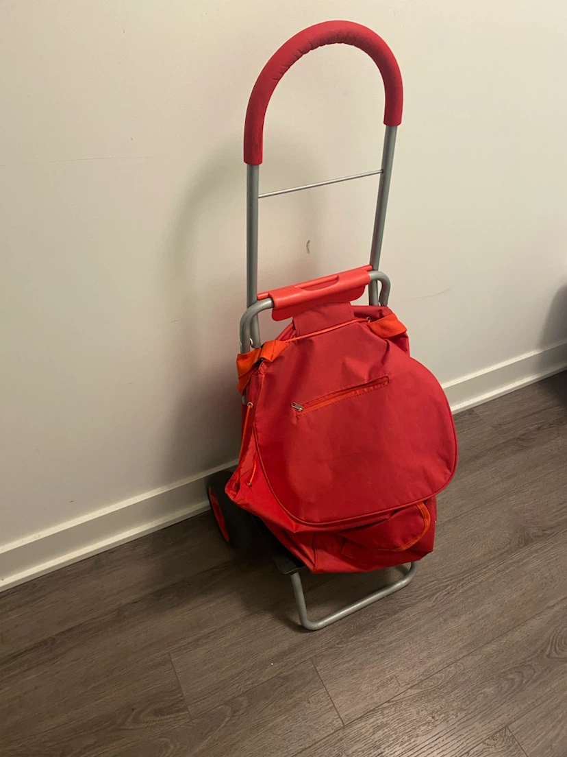 Red Foldable Shopping Trolley