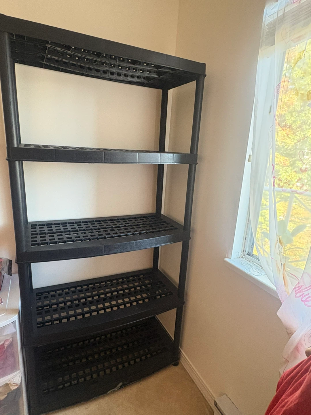 Black 5 Tier Plastic Storage Shelf