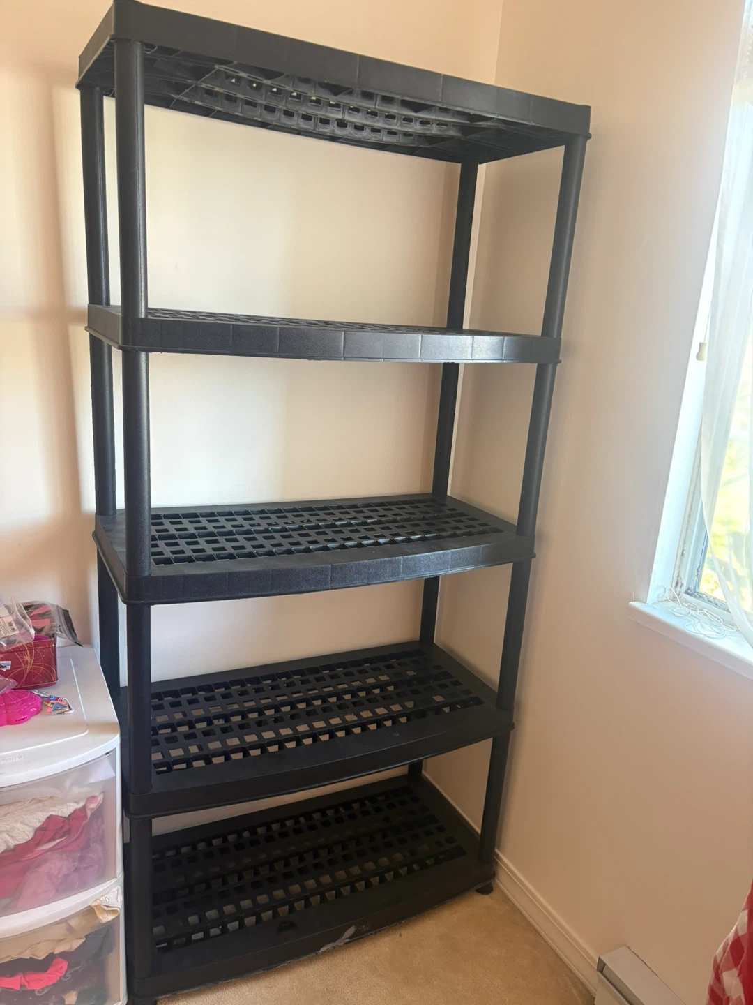 Black 5 Tier Plastic Storage Shelf - photo 2