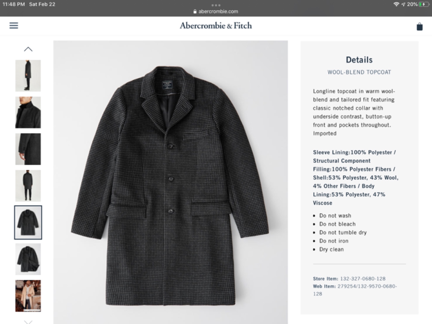 Abercrombie & Fitch Wool-Blend Topcoat