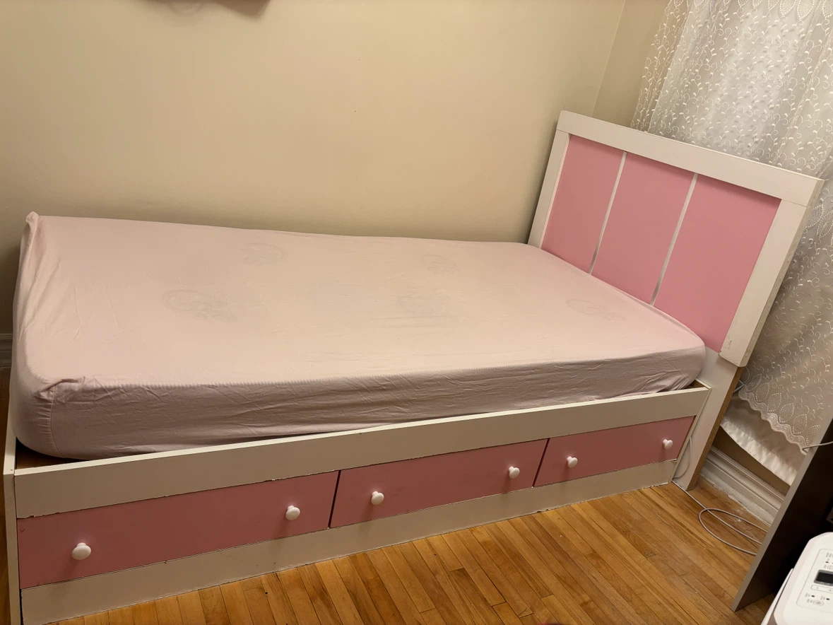 Pink Twin Bed (also available in Dark Blue)