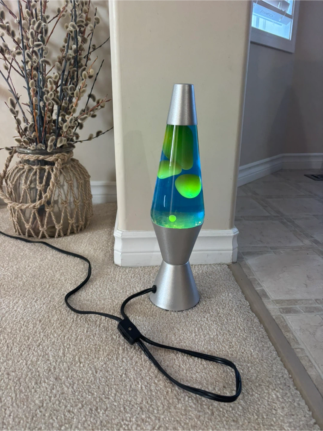 Lava Lamp 14.5 inch Green Lava in Blue Liquid