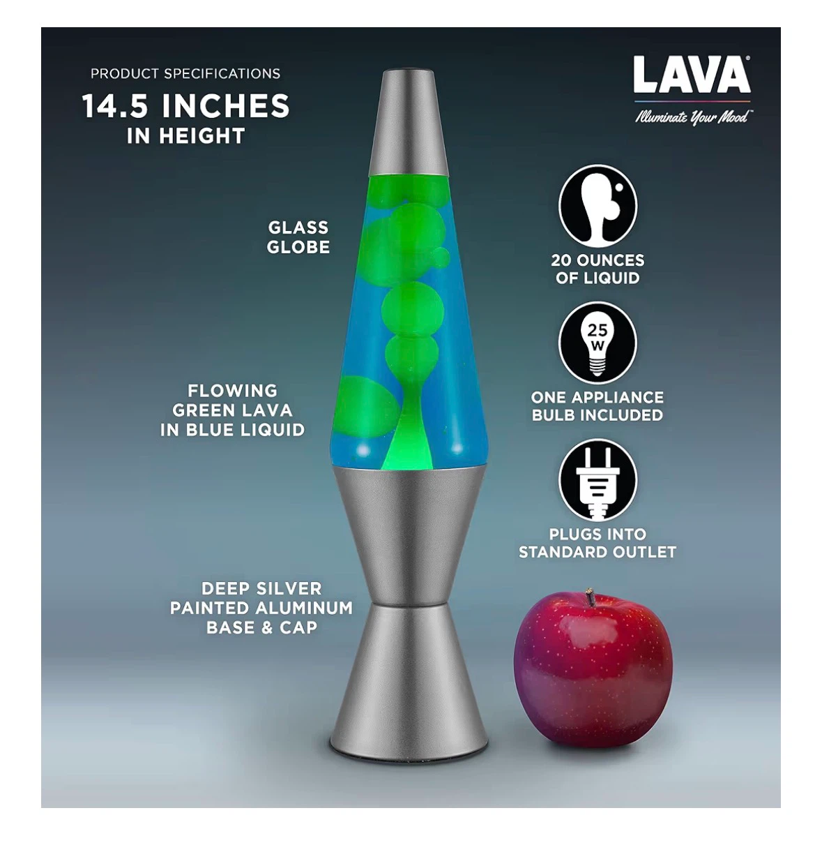 Lava Lamp 14.5 inch Green Lava in Blue Liquid - photo 3