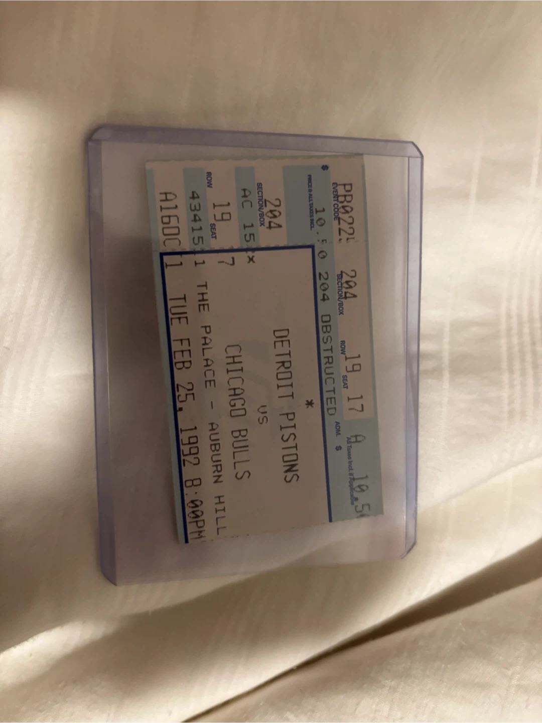 1992 Detroit Pistons vs Chicago Bulls Ticket Stub