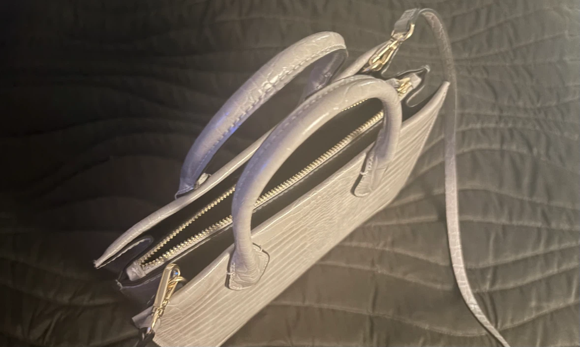 H&M Grey Crocodile Embossed Handbag