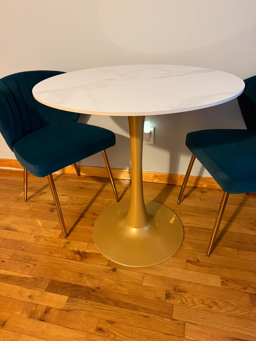 Dining Table - Sintered Stone & Gold Pedestal (Brand New)