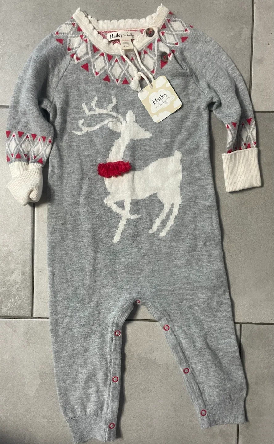 Hatley Baby Mistletoe Deer Sweater Romper