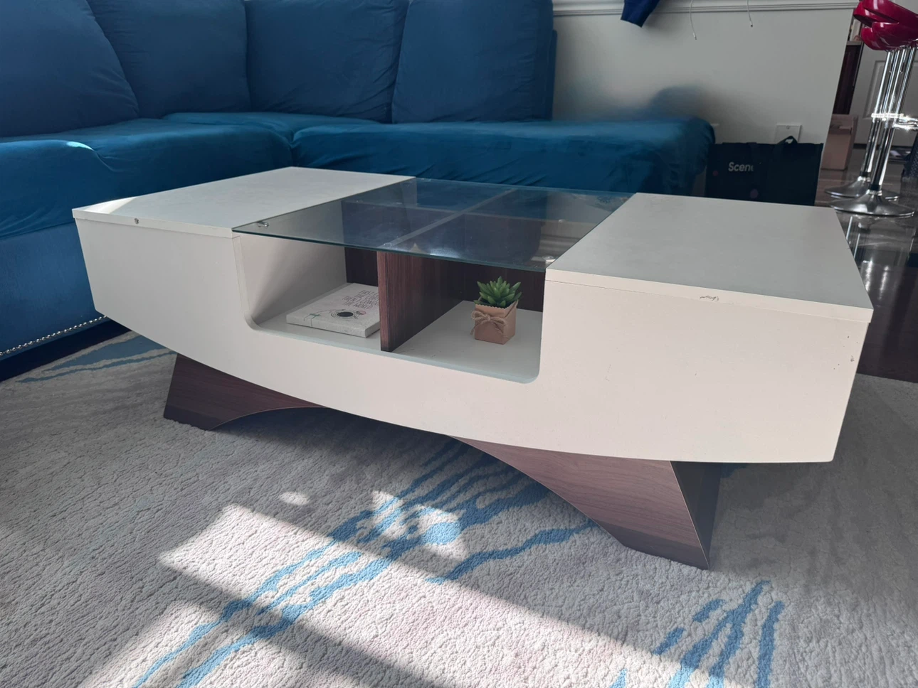 Modern Coffee Table w/ Glass Top Insert & Storage -$120 OBO