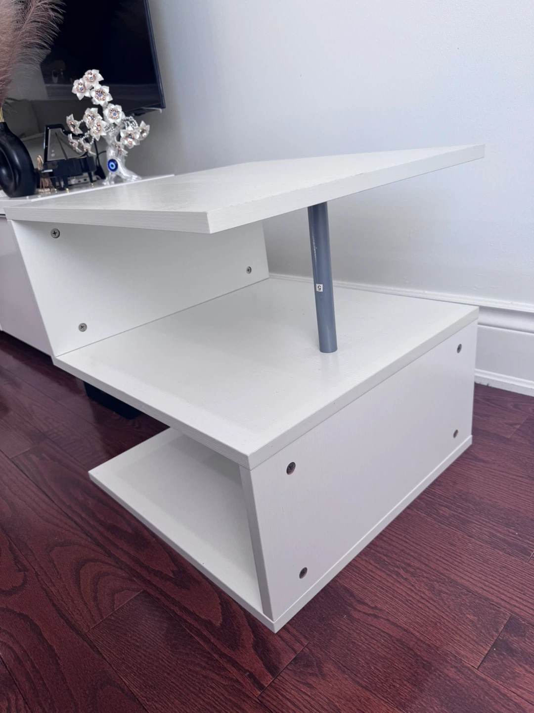 Modern White Side Table, 3-Tier S-Shape - photo 4