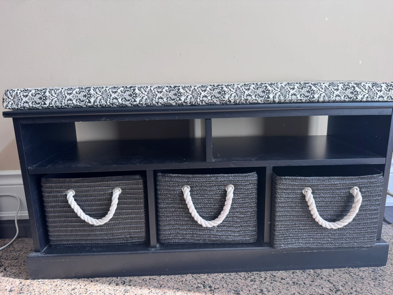 Black Storage Bench w/ Cushioned Seat - photo 5