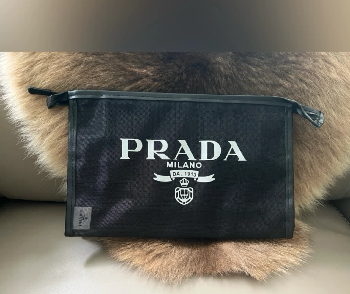 Prada Black Mesh Pouch/Cosmetic Bag