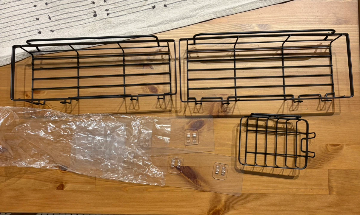 Set of 3 Black Metal Bathroom Shelves