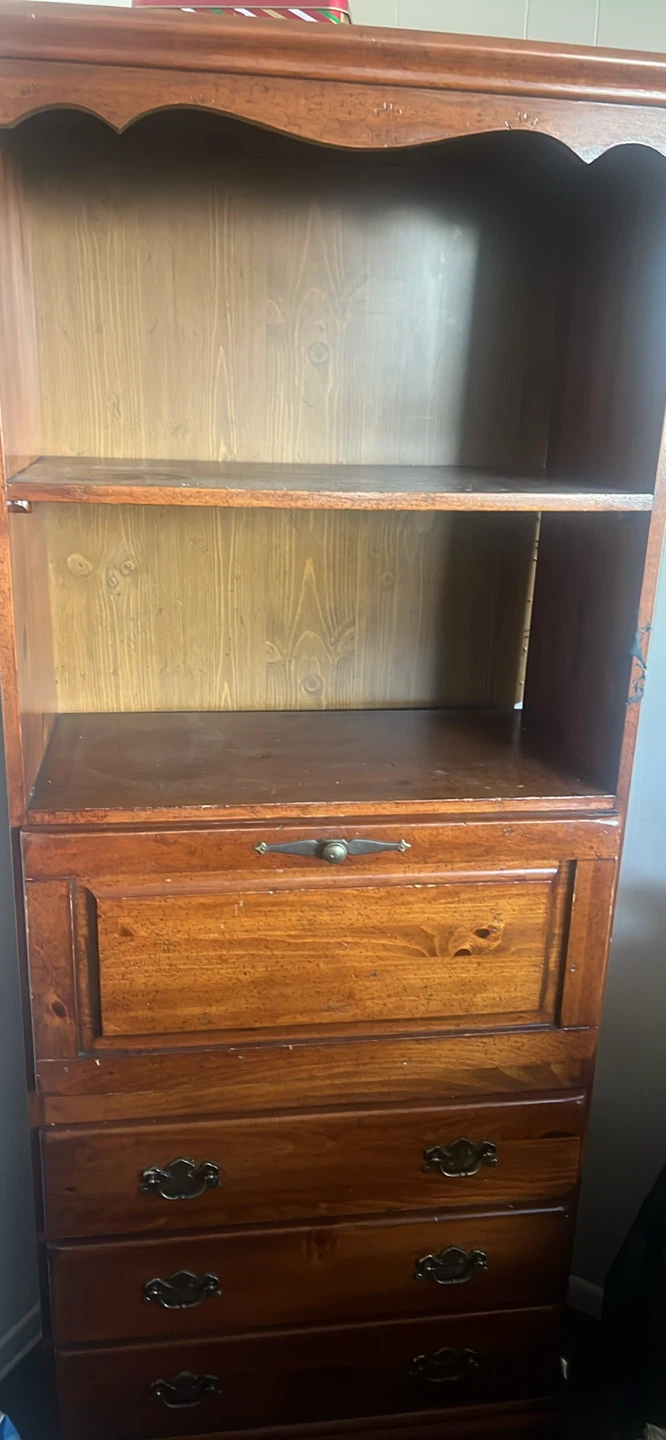 Solid Wood Secretary Desk with Shelving