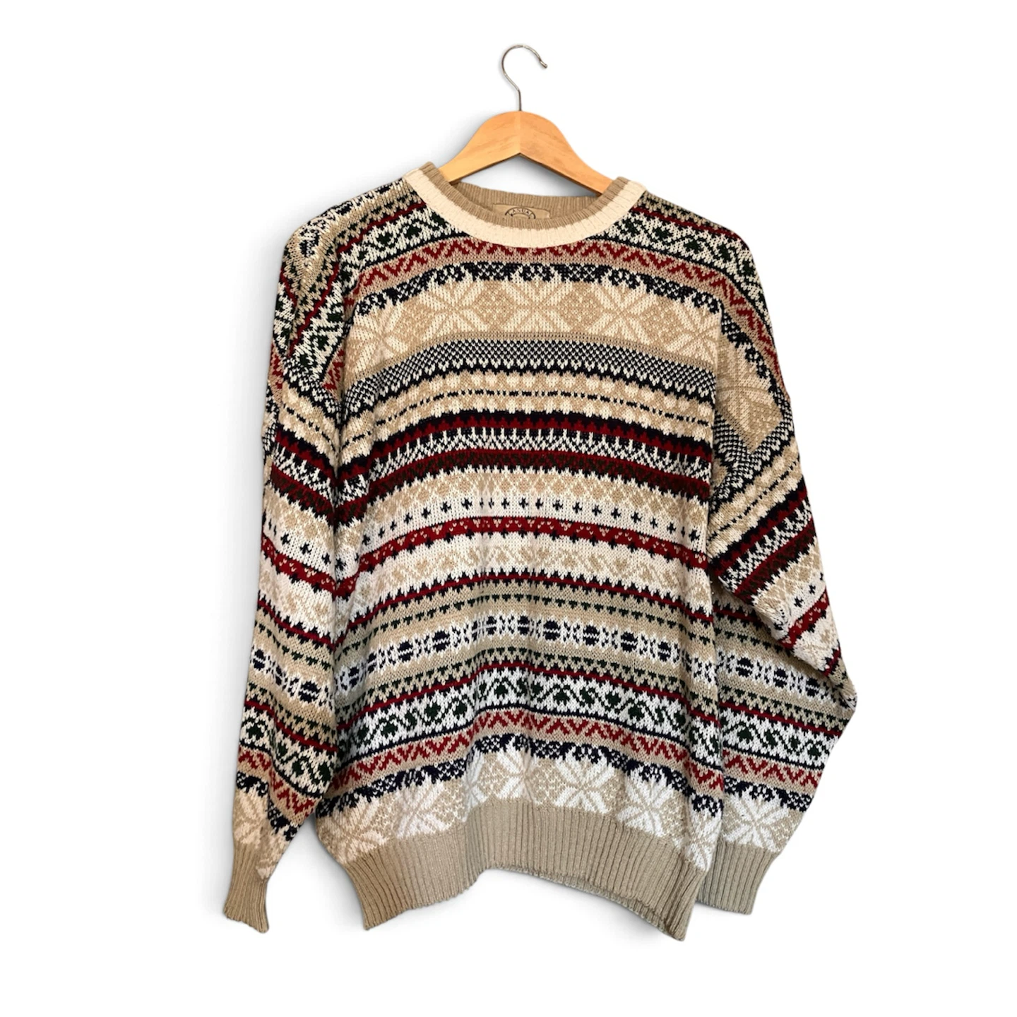 Beige Fair Isle Nordic Sweater