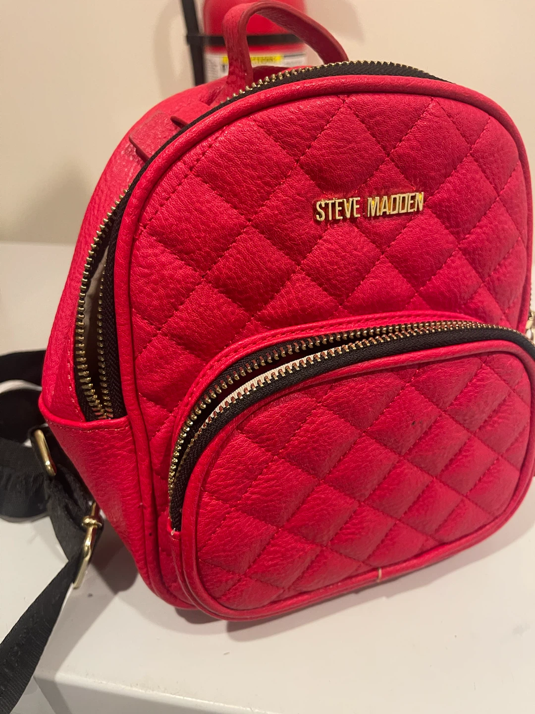 Steve Madden Quilted Red Mini Backpack