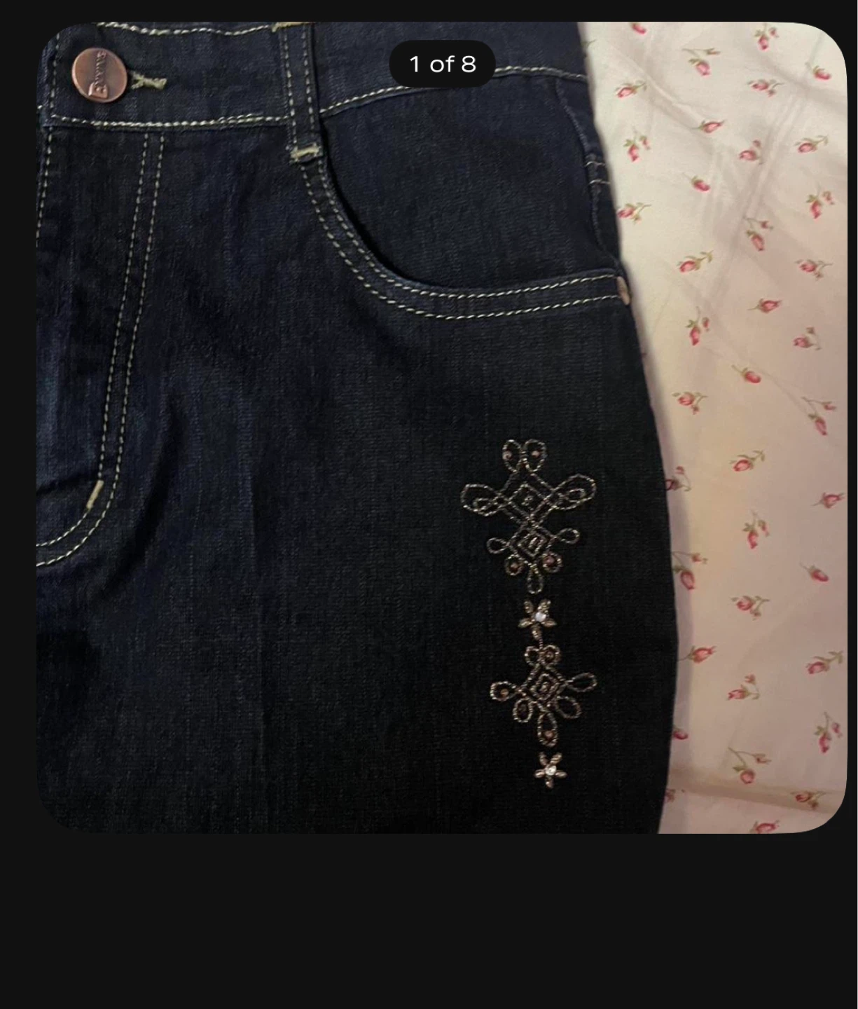 Asian Y2K jeans with embroidery