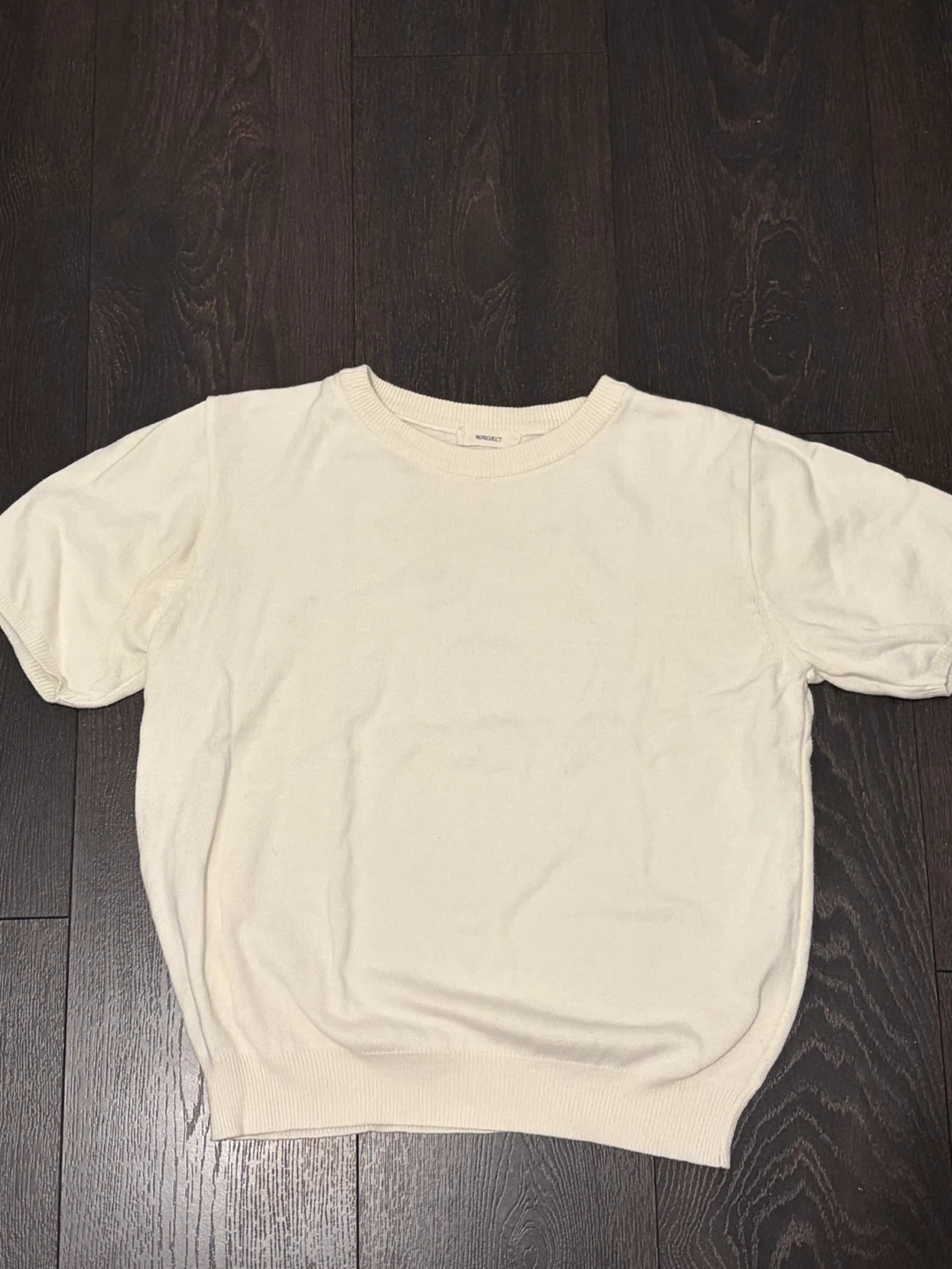 Korean 98 Project Cream Short Sleeve Knit Top