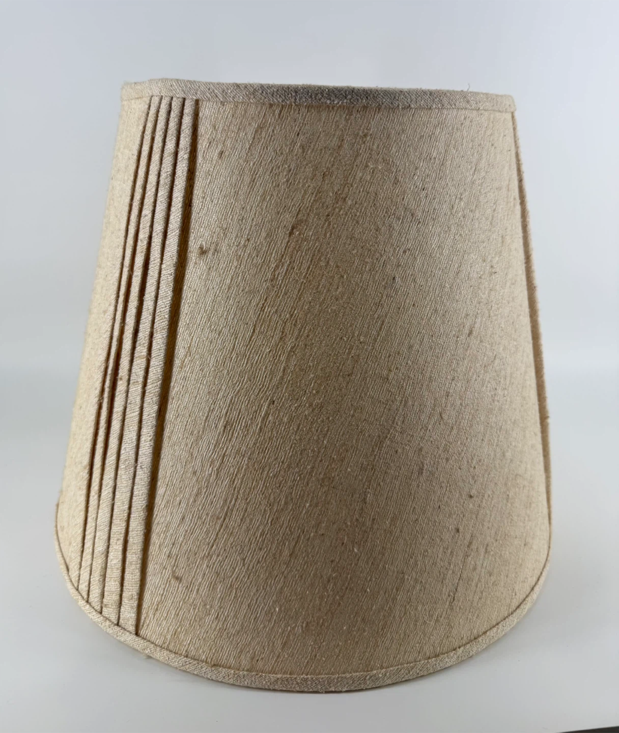 Large Beige Textured Lampshade with Pleated Detail