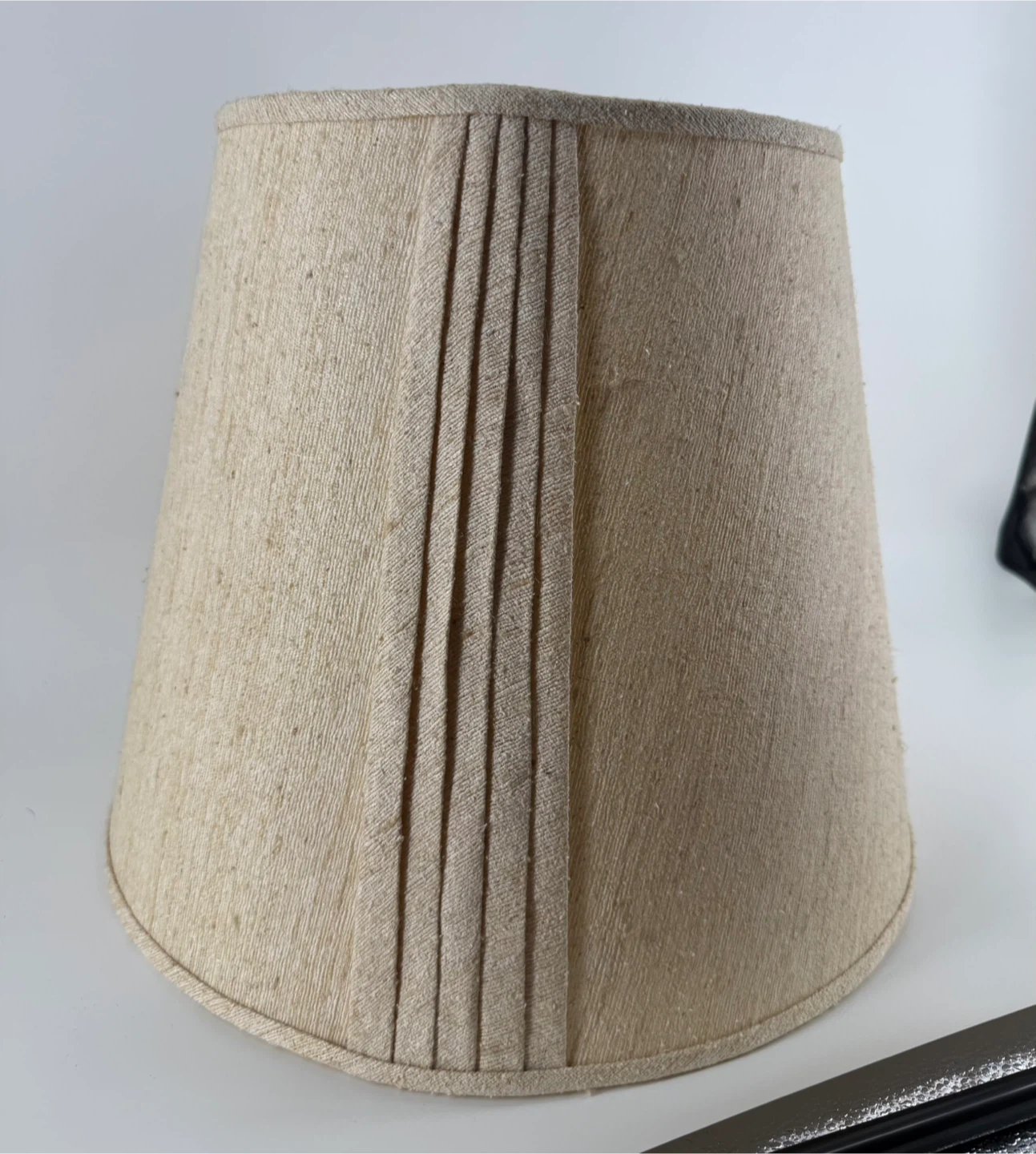 Large Beige Textured Lampshade with Pleated Detail - photo 2