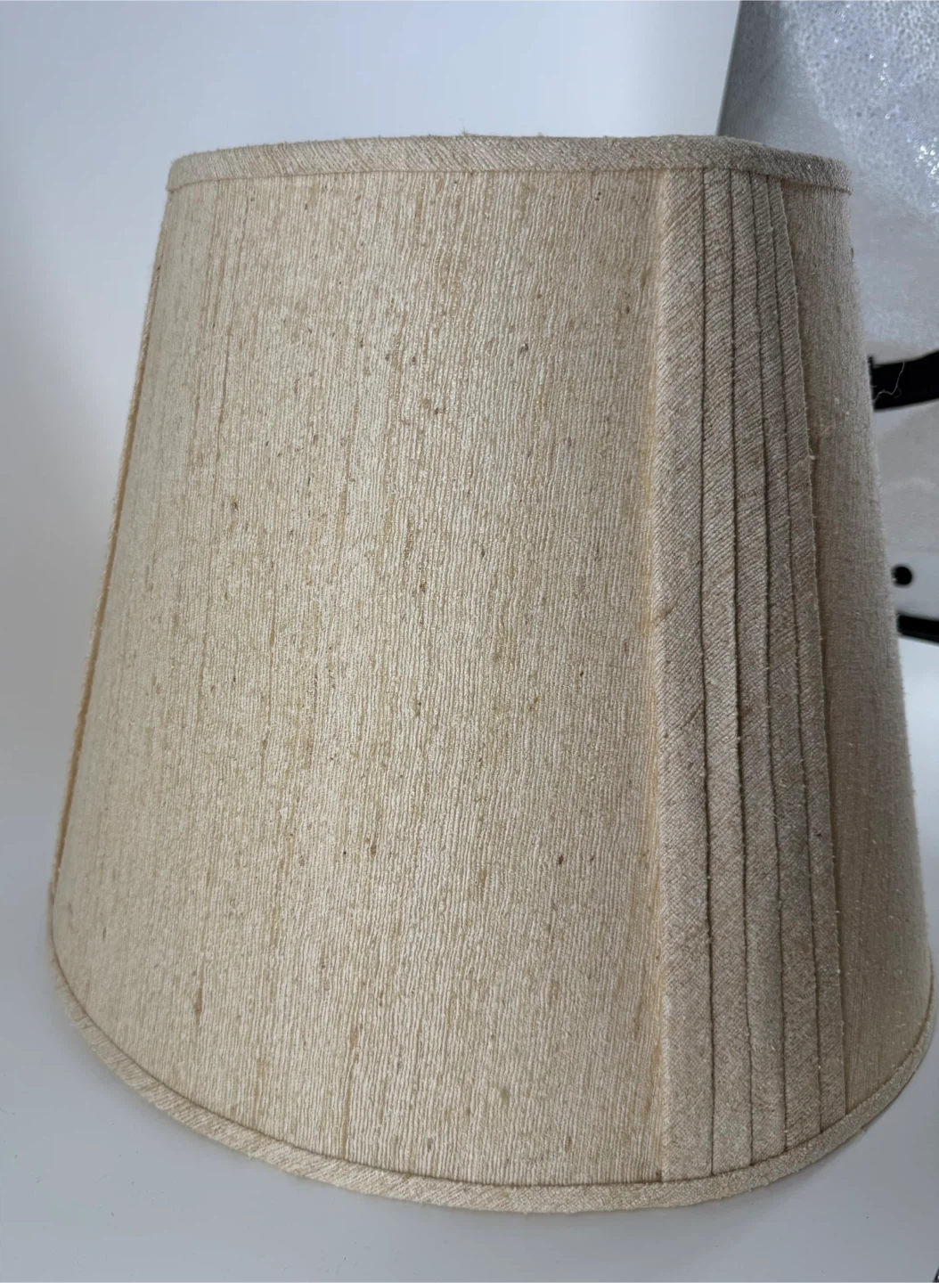 Large Beige Textured Lampshade with Pleated Detail - photo 3