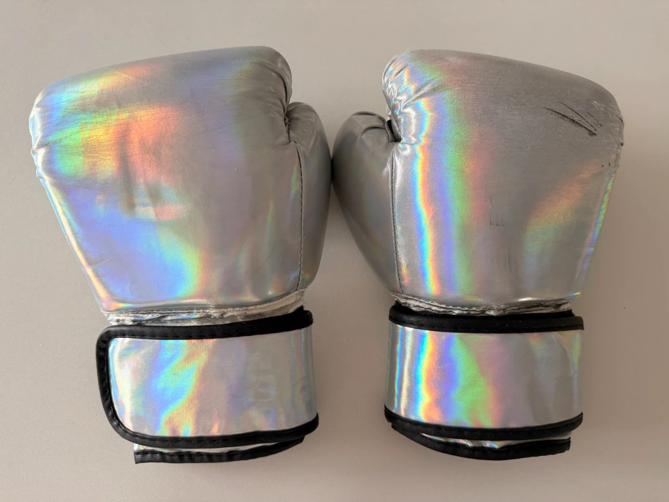 8oz Holographic Silver Boxing Gloves