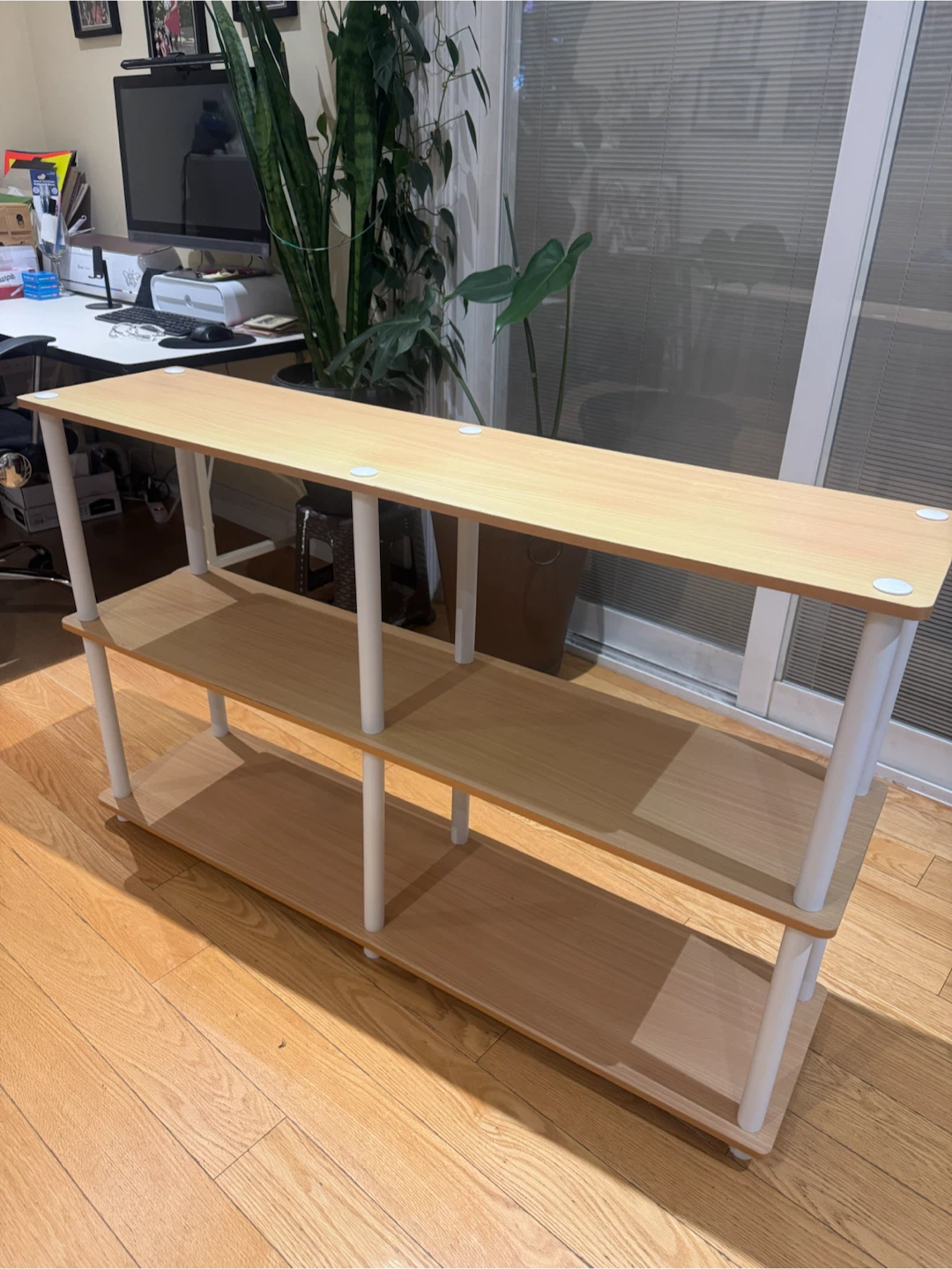 Three-tier Light Wood Shelving Unit