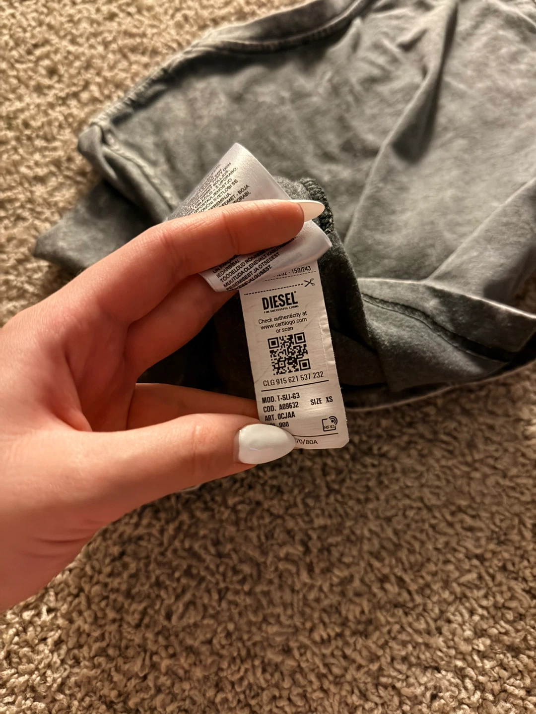 Diesel T-Shirt Grey Acid Wash - photo 4