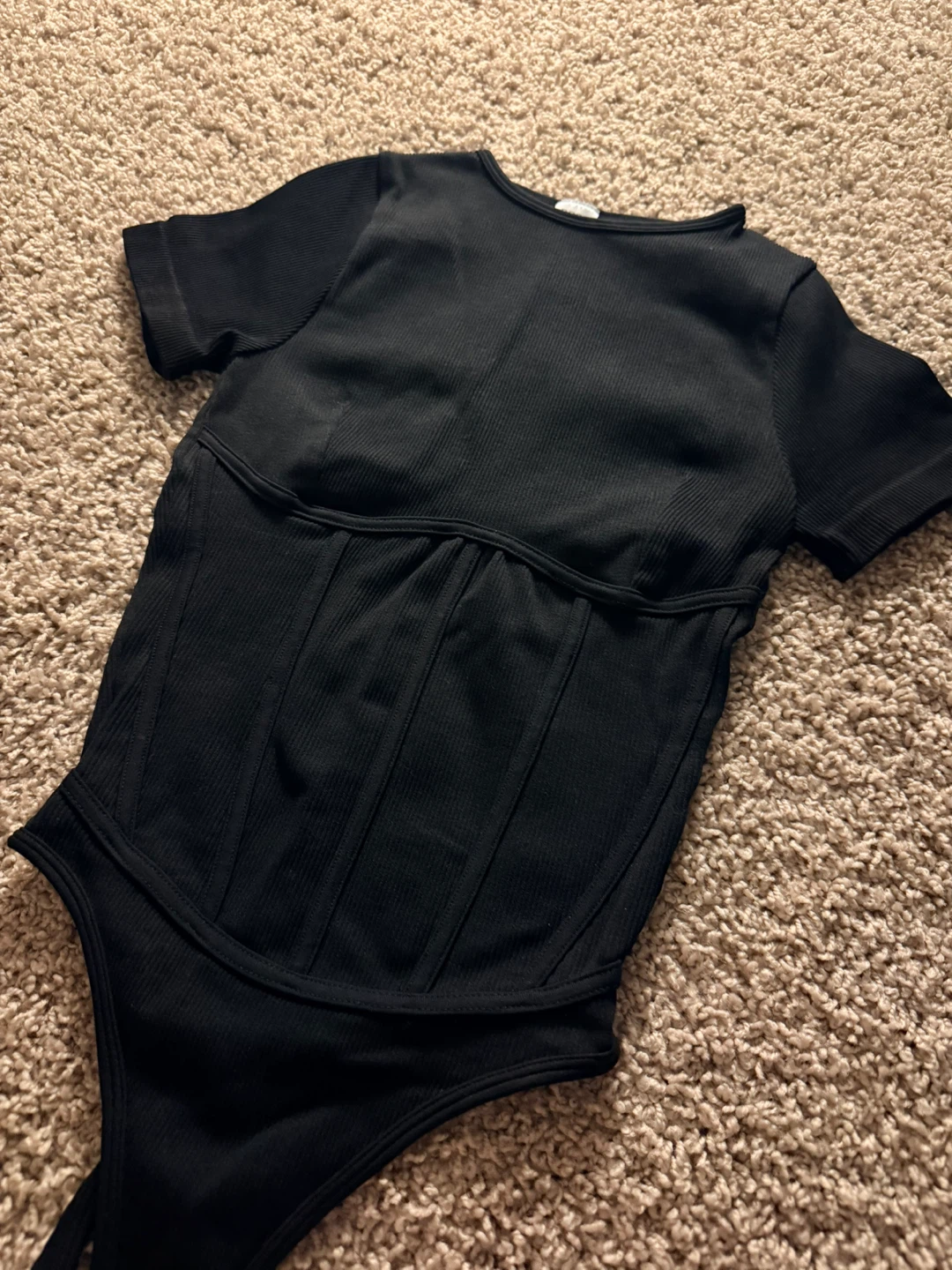 Black shaping corset bodysuit