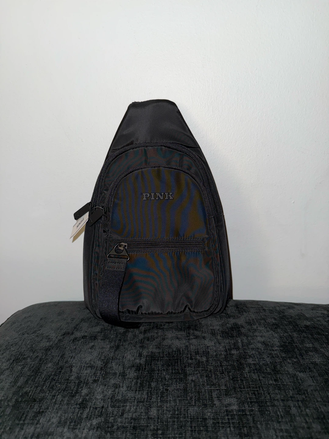 PINK Sling Backpack Black