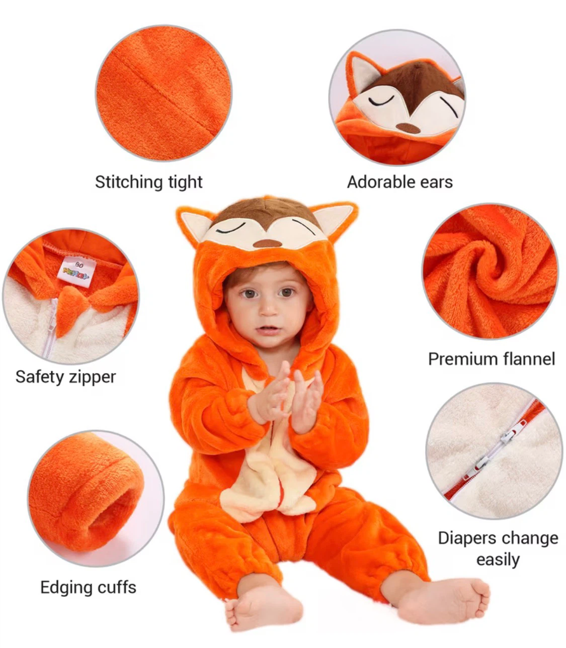 Baby Fox Flannel Romper - photo 3