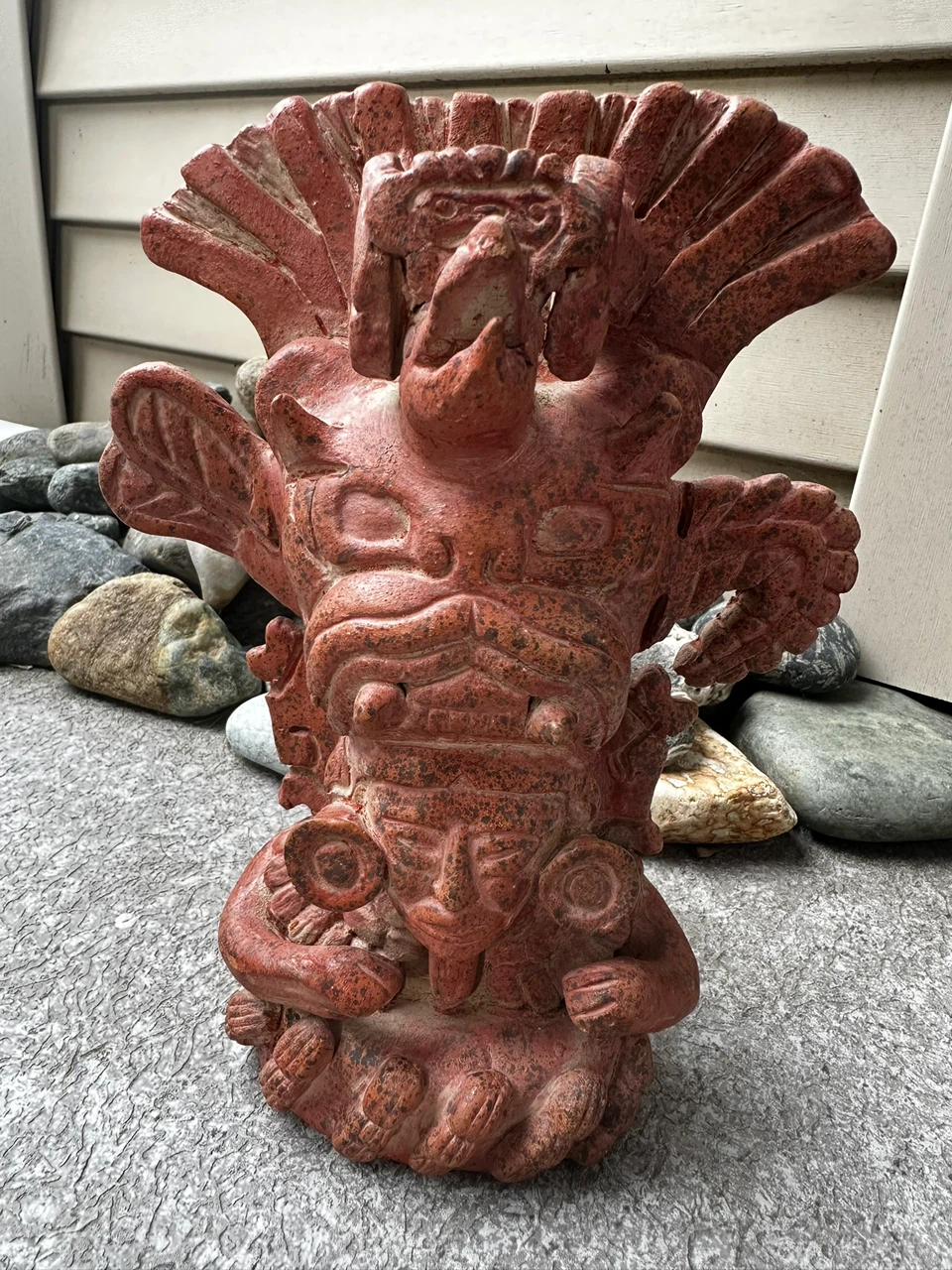 RARE Aztec Style Red Clay Statue