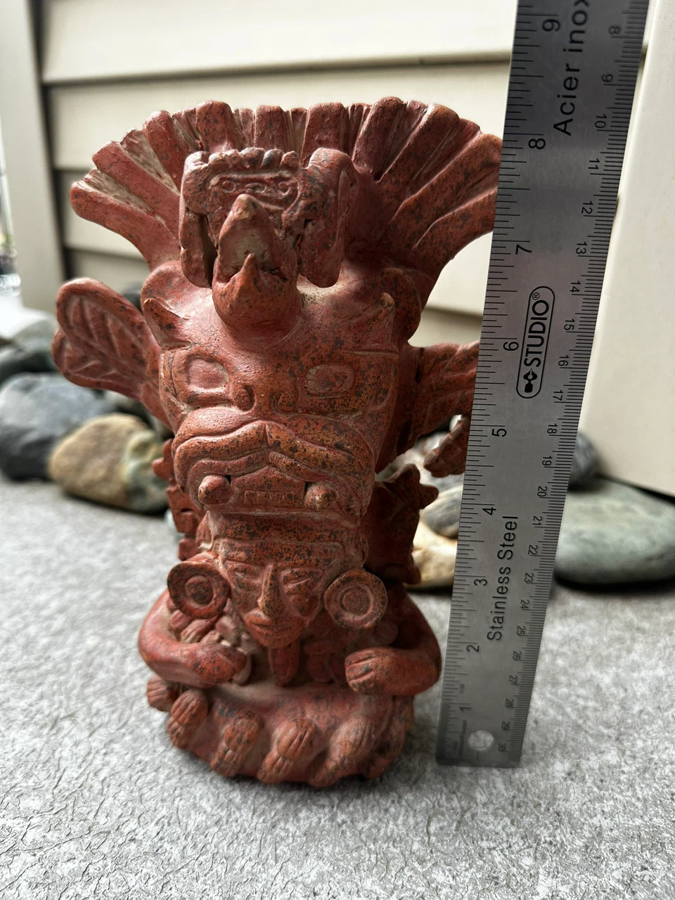 RARE Aztec Style Red Clay Statue - photo 2