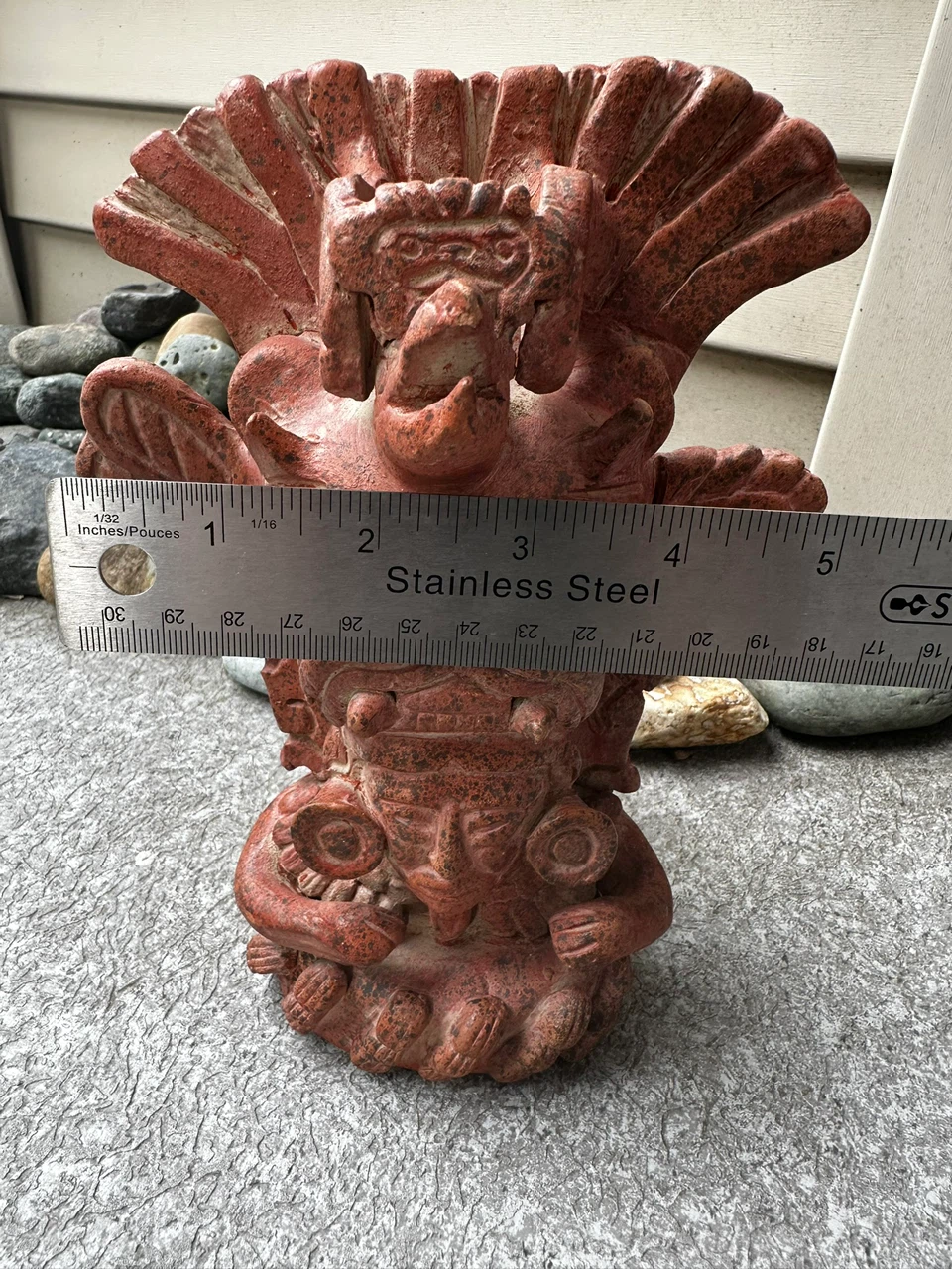 RARE Aztec Style Red Clay Statue - photo 3