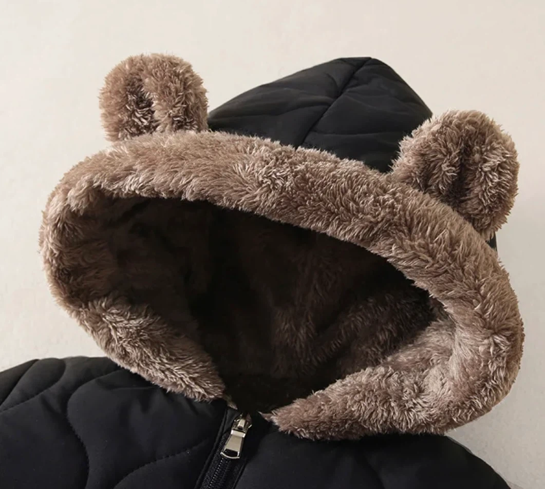 Black Baby Bear Ear Hooded Padded Jumpsuit - photo 3