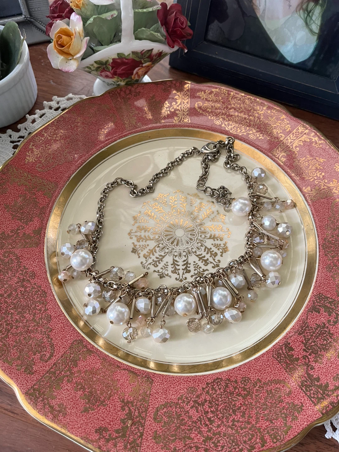 Statement Necklace with Faux Pearls and Crystals - photo 4